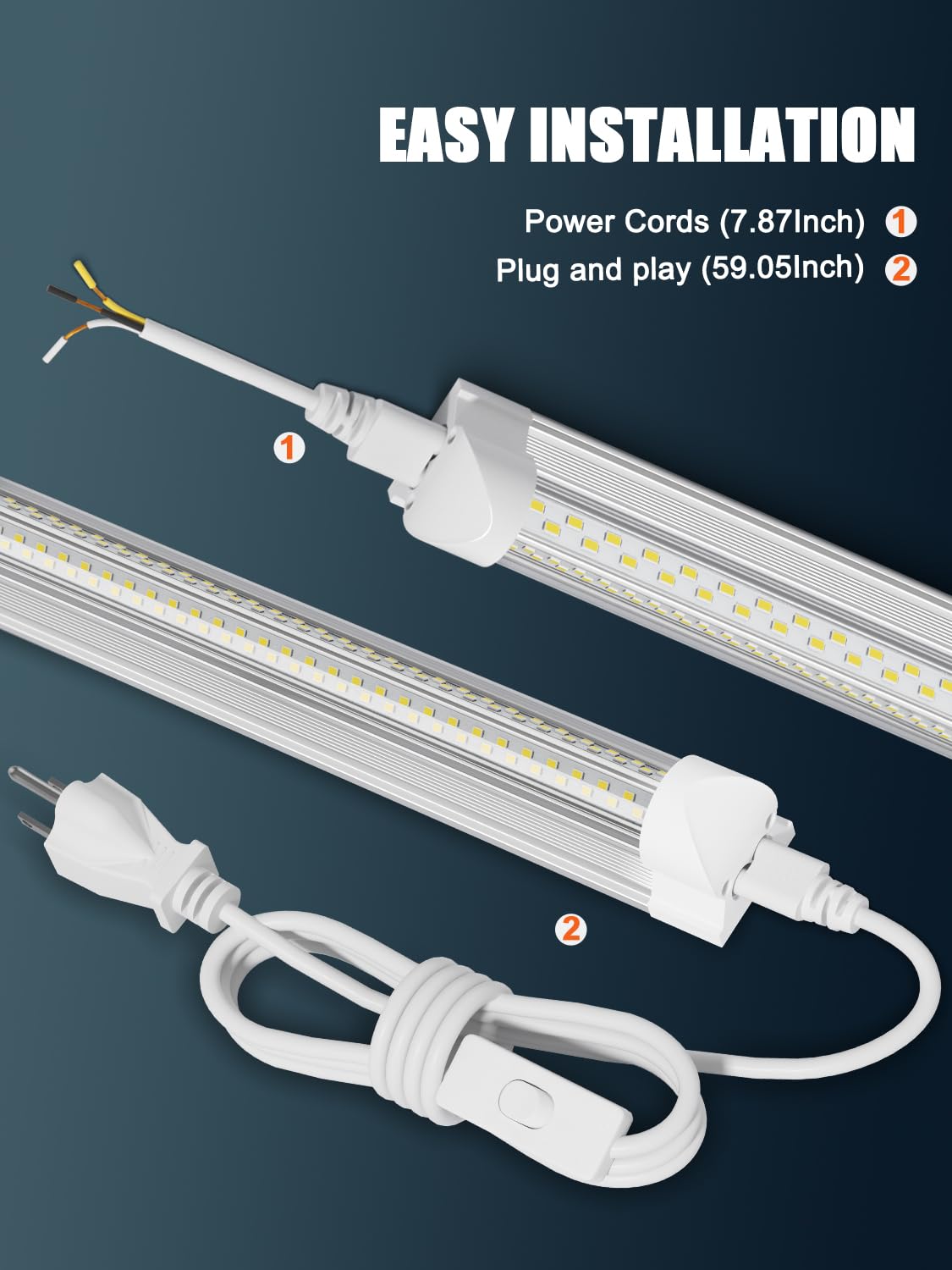 6 Pack 50w 4ft Led Shop Light, Super Bright 7500lm 5000k V Shape 4' Led Shop Lights, Linkable 4 Foot Led Shop Lights for Garage Warehouse, Supermarket, Basement, Barn, Storage Area