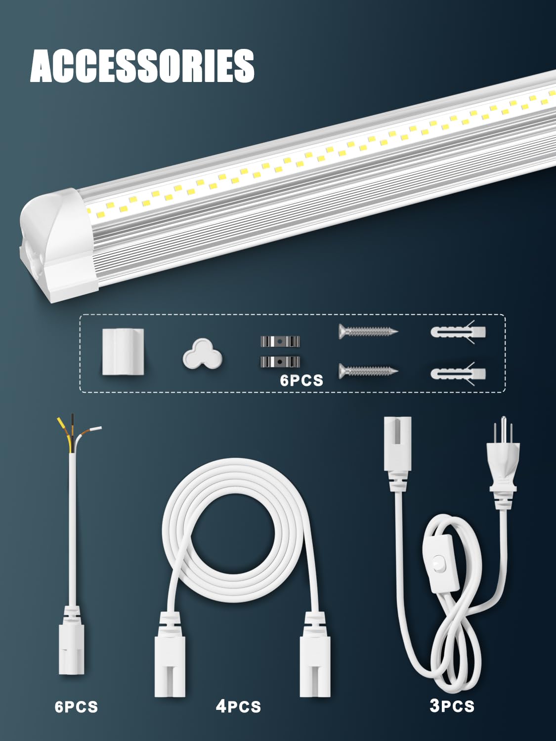 6 Pack 50w 4ft Led Shop Light, Super Bright 7500lm 5000k V Shape 4' Led Shop Lights, Linkable 4 Foot Led Shop Lights for Garage Warehouse, Supermarket, Basement, Barn, Storage Area