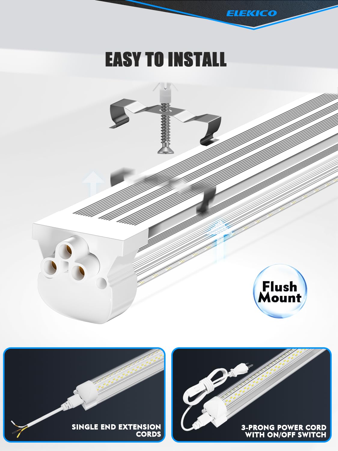 6 Pack 50w 4ft Led Shop Light, Super Bright 7500lm 5000k V Shape 4' Led Shop Lights, Linkable 4 Foot Led Shop Lights for Garage Warehouse, Supermarket, Basement, Barn, Storage Area