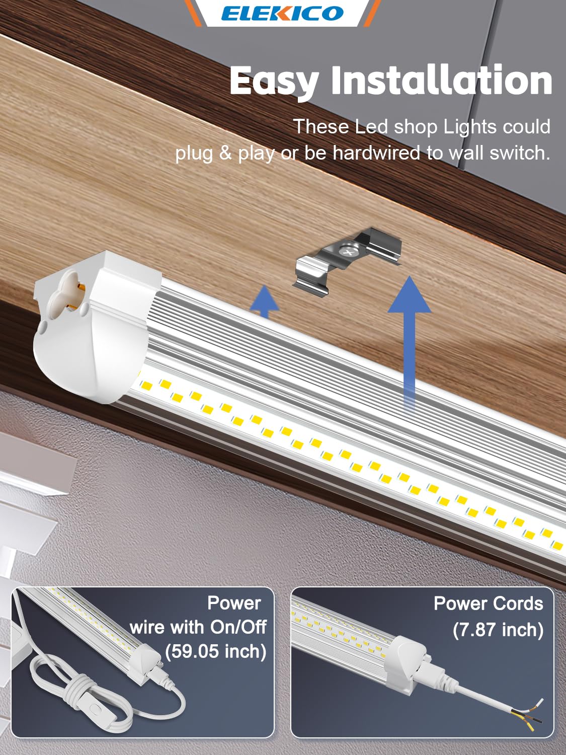 6 Pack 50w 4ft Led Shop Light, Super Bright 7500lm 5000k V Shape 4' Led Shop Lights, Linkable 4 Foot Led Shop Lights for Garage Warehouse, Supermarket, Basement, Barn, Storage Area