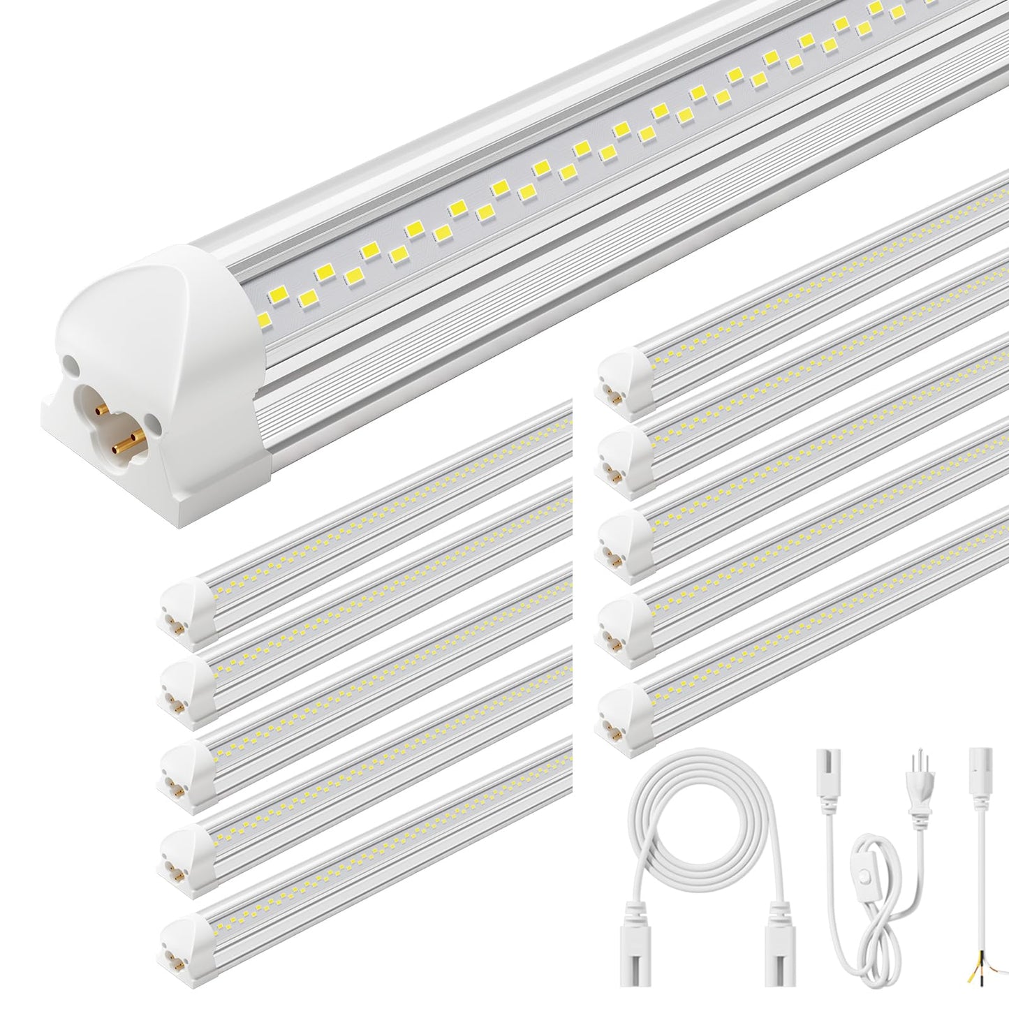 6 Pack 50w 4ft Led Shop Light, Super Bright 7500lm 5000k V Shape 4' Led Shop Lights, Linkable 4 Foot Led Shop Lights for Garage Warehouse, Supermarket, Basement, Barn, Storage Area