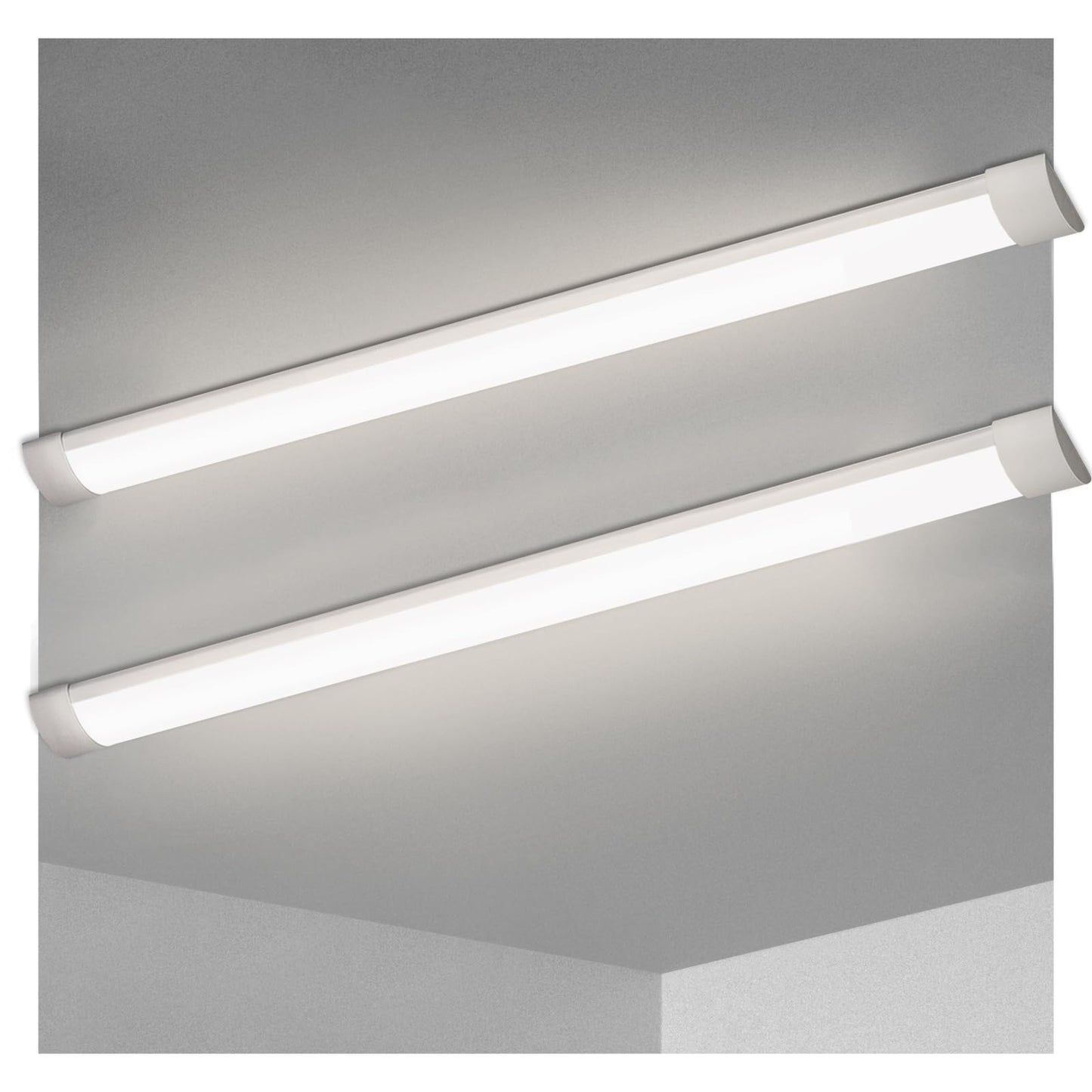 KILIPOL 2FT LED Batten Light, Ceiling Surface Mounted Slim LED Tube Lights, 20W 4000K Neutral White for Office, Shop, Garage, Home, 8 Packs