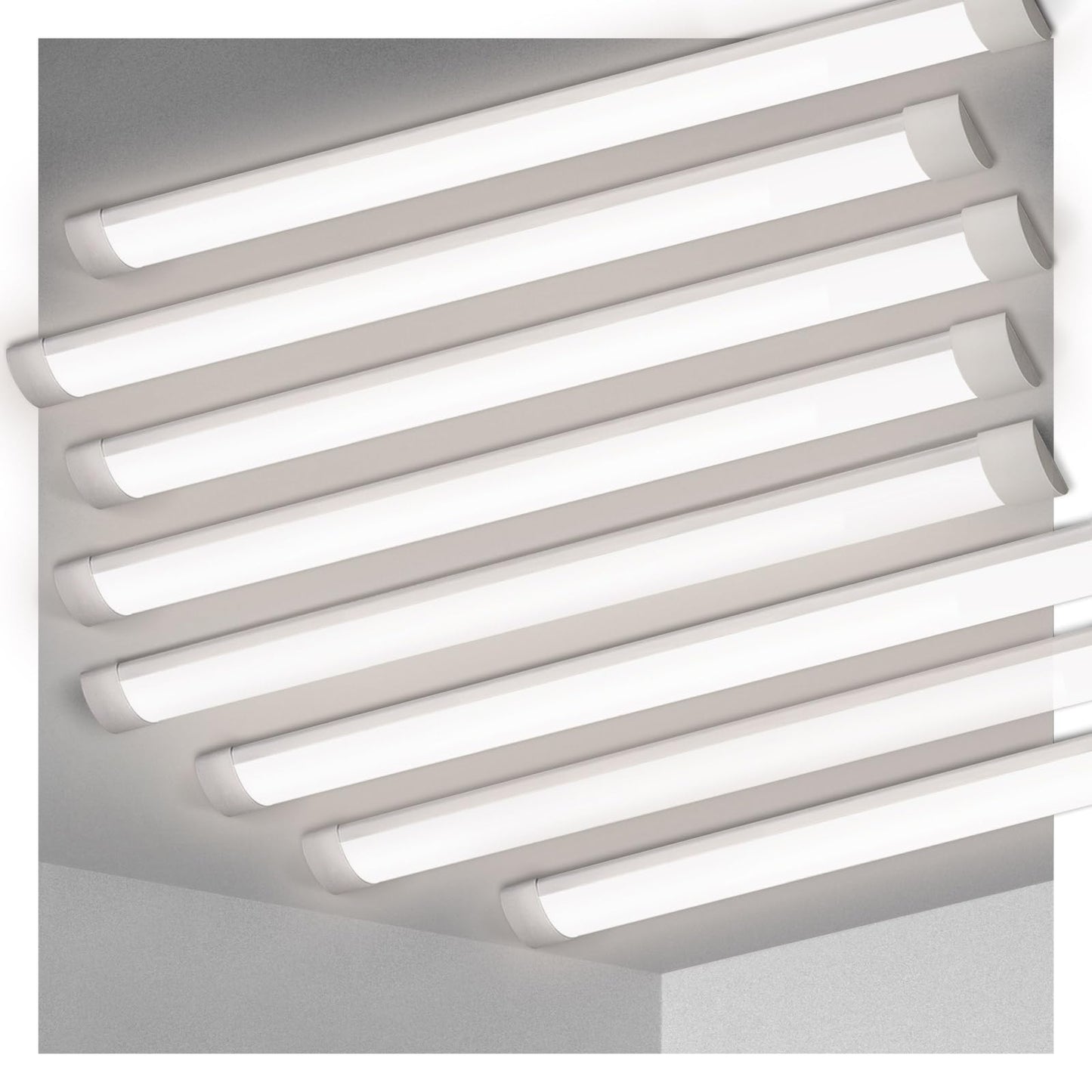 KILIPOL 2FT LED Batten Light, Ceiling Surface Mounted Slim LED Tube Lights, 20W 4000K Neutral White for Office, Shop, Garage, Home, 8 Packs