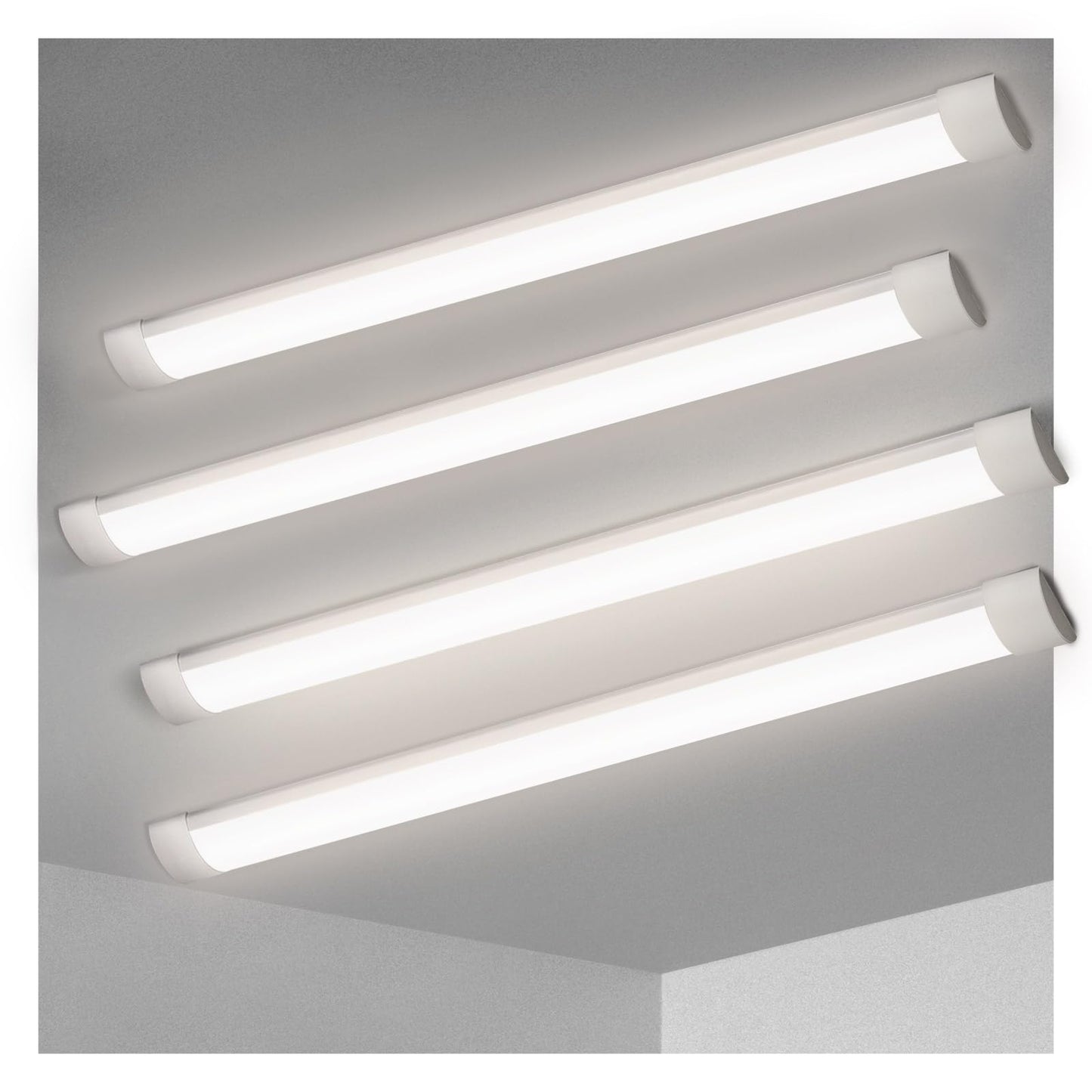 KILIPOL 2FT LED Batten Light, Ceiling Surface Mounted Slim LED Tube Lights, 20W 4000K Neutral White for Office, Shop, Garage, Home, 8 Packs