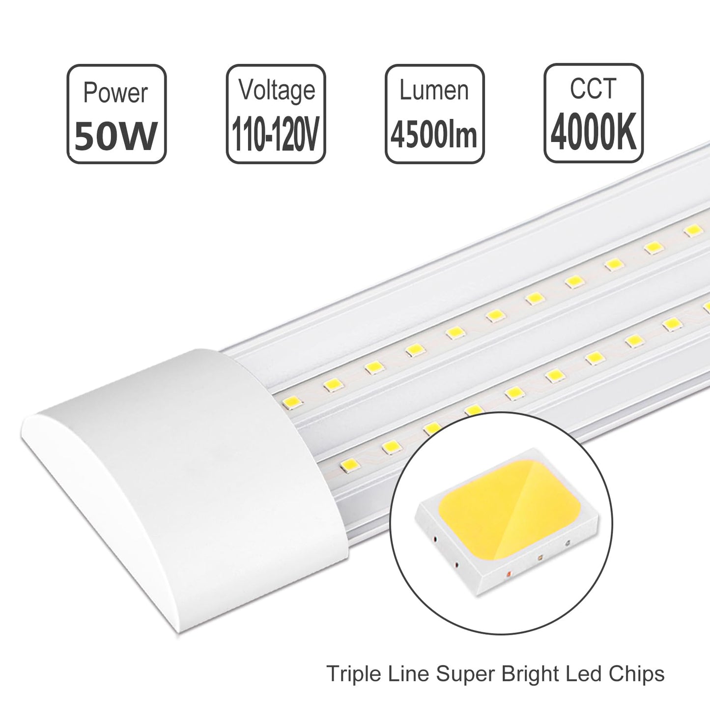 KILIPOL 2FT LED Batten Light, Ceiling Surface Mounted Slim LED Tube Lights, 20W 4000K Neutral White for Office, Shop, Garage, Home, 8 Packs
