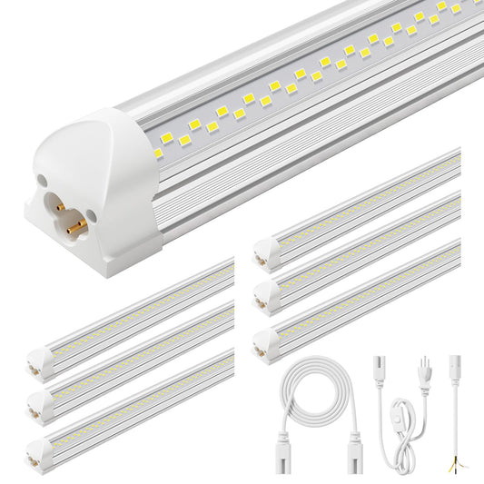6 Pack 50w 4ft Led Shop Light, Super Bright 7500lm 5000k V Shape 4' Led Shop Lights, Linkable 4 Foot Led Shop Lights for Garage Warehouse, Supermarket, Basement, Barn, Storage Area