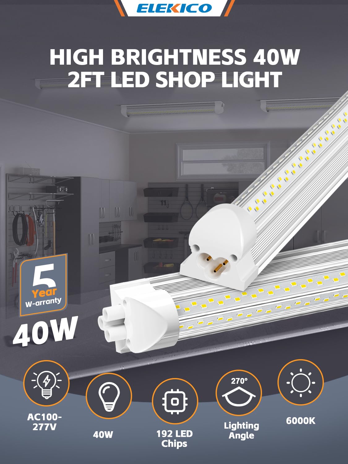 6 Pack 50w 4ft Led Shop Light, Super Bright 7500lm 5000k V Shape 4' Led Shop Lights, Linkable 4 Foot Led Shop Lights for Garage Warehouse, Supermarket, Basement, Barn, Storage Area