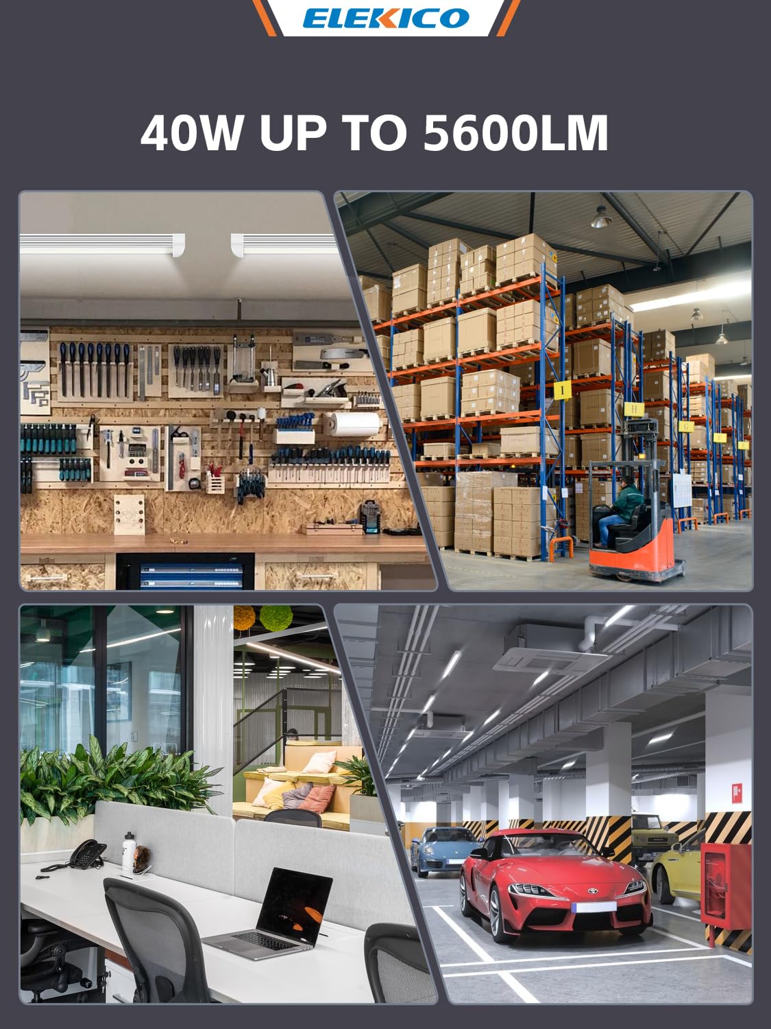 6 Pack 50w 4ft Led Shop Light, Super Bright 7500lm 5000k V Shape 4' Led Shop Lights, Linkable 4 Foot Led Shop Lights for Garage Warehouse, Supermarket, Basement, Barn, Storage Area