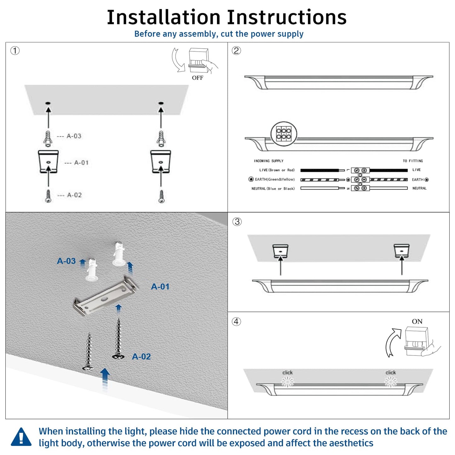 KILIPOL 2FT LED Batten Light, Ceiling Surface Mounted Slim LED Tube Lights, 20W 4000K Neutral White for Office, Shop, Garage, Home, 8 Packs