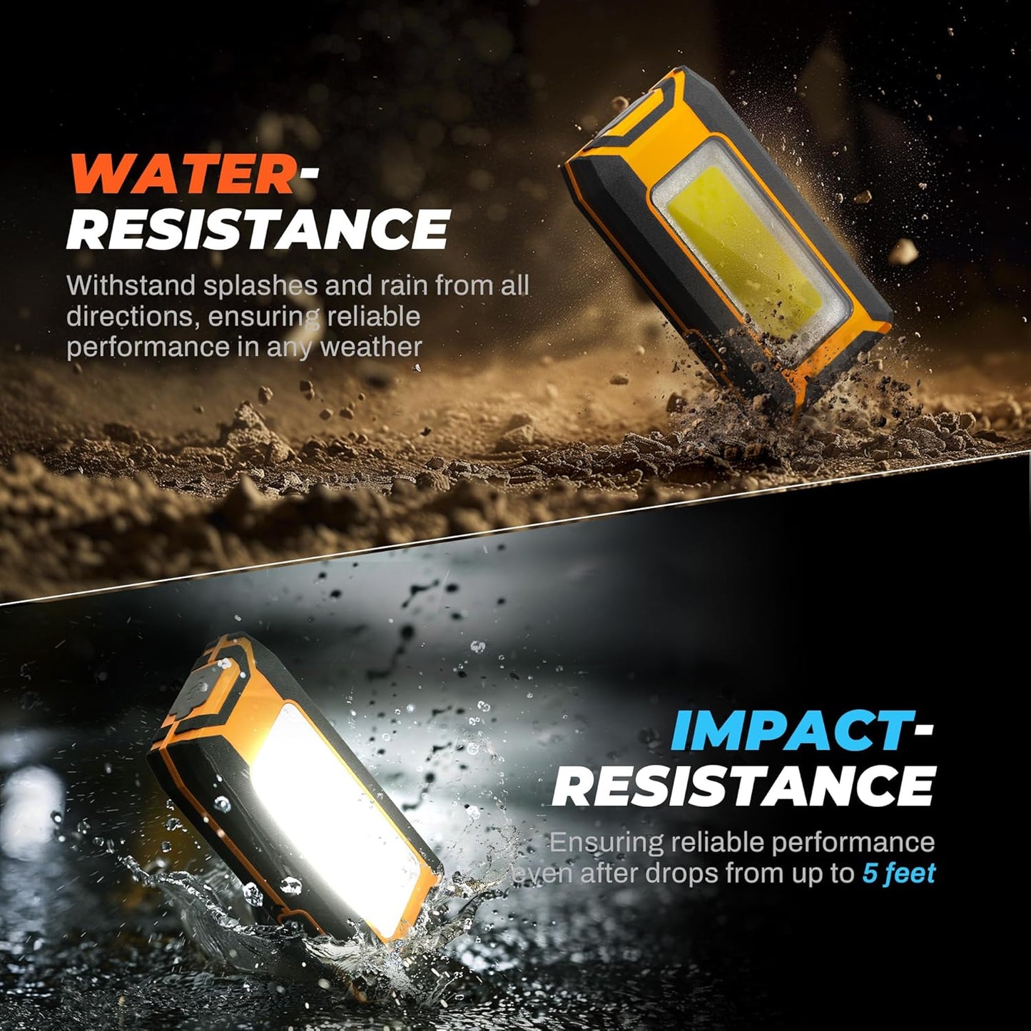 2-Pack LED Rechargeable Magnetic Work Light 40W 1500 Lumens, Hanging Hook with 3 Modes, LED Work Light for Car Repair, Camping, and Hurricane Use